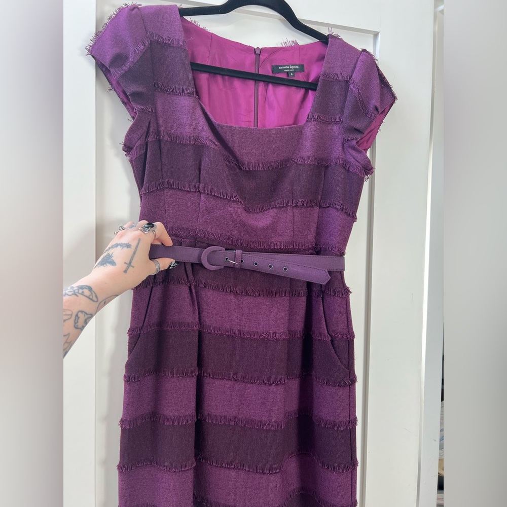 Nanette Lepore Striped Purple Mini Dress